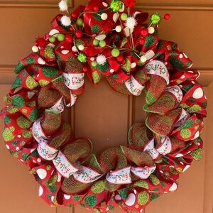 Festive Red and Green Holiday Wreath